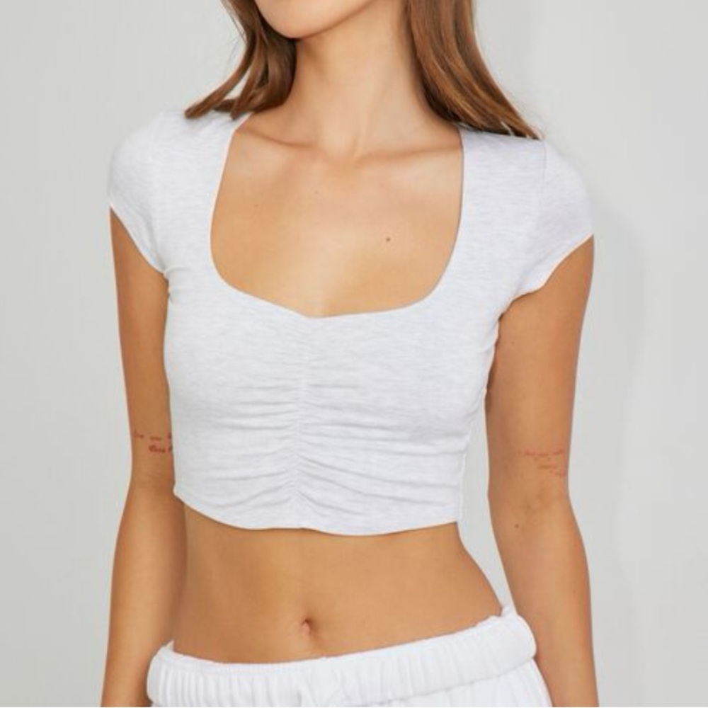 Garage Grey Ruched Crop Top - Picture 2 of 3